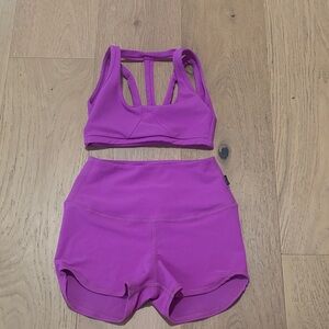 Tiger Friday Vibrant Purple Sports Bra and Shorts Set adult extra small
